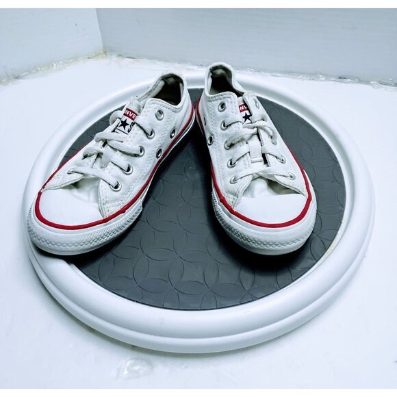 Converse White Low-Top Chuck Taylor All Star Youth Sneakers Sz 11 Canvas & Rubbe - Picture 2 of 7